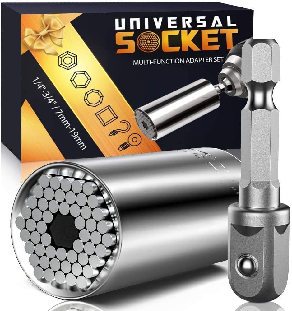 Stocking Stuffers for Men Super Universal Socket Tools Gifts for Men, Grip Set with Power Drill Adapter Cool Stuff Gadgets Present Ideas Gifts for Dad Husband Him Adults Mens Gifts Christmas for Women