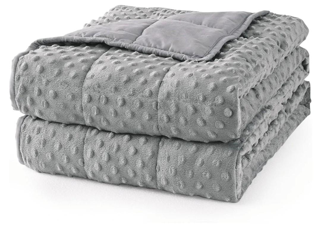 Weighted Blanket for Adults Queen Size 15 lbs, Soft Cooling Heavy Minky Blanket for Sleep, Washable Throw Blanket with Glass Beads, 60 x 80 Inches, Grey