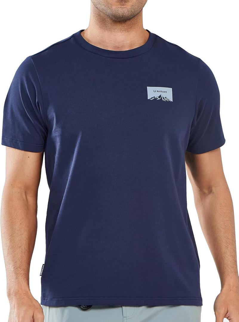 NORTHYARD Men's Heavyweight Cotton T-Shirts Crewneck Short Sleeve Fashion Casual Shirts for Men (XX-Large, Navy)