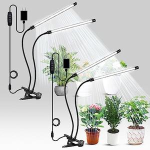 bseah Plant Grow Light for Indoor Plants, Full Spectrum Indoor Grow Light, 10-Level Dimmable and Auto ON & Off Timer (2 Head 2 Pack)