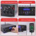 Pyle 200W Audio Stereo Receiver - Wireless Bluetooth Power Amplifier Home Entertainment System w/ AUX in, USB Port, 2 Karaoke Microphone Input, Remote, Black - PDA5BU.0