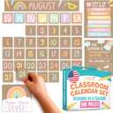 Hadley Designs Classroom Calendar Set Bulletin Board Decorations - Kraft School Calendar for Classroom Decor, Kindergarten Preschool Elementary Teacher Must Haves, Homeschool & Daycare Essentials