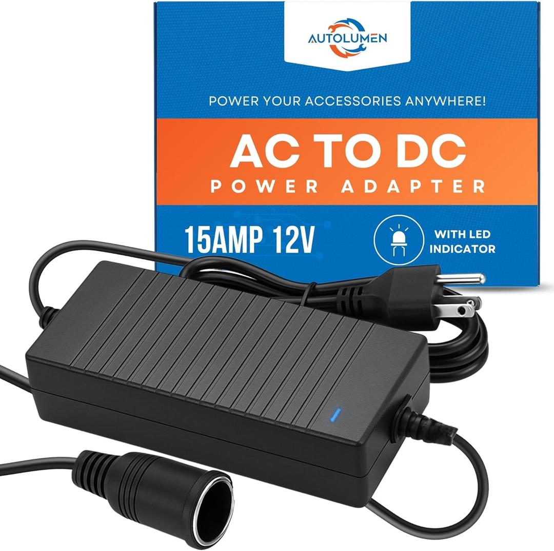 AC to DC Converter 110V to 12V 15A, Power Supply Cigarette Lighter Adapter to Wall Plug, 120V to 12V Converter AC to DC Adapter, 180W Car Power Cigarette Lighter Socket for Plug Outlet