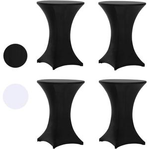 Tina's 4 Pack 32x43 Inch Highboy Spandex Cocktail Table Cover Black, Fitted Stretch Cocktail Tablecloth for Round Tables (4pc Black 32X43 )