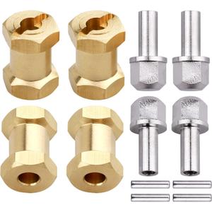 RC Hex Hub 12mm Brass Wheels Hex Hubs Extension Hex Drive Adapter Spacers for 1/10 RC Crawler Axial SCX10 90046 D90, 4-Pack (18mm)