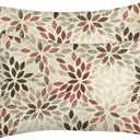 Burgundy Red Brown Pillow Covers 12x20 Inch Set of 2 Summer Rust Geometric Flower Outdoor Decorative Throw Pillows Farmhouse Dahlia Pillow Case Linen Lumbar Cushion Cover for Home Sofa Bedroom