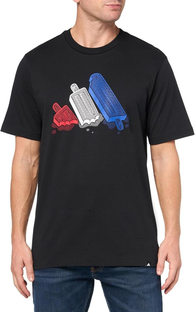 adidas Men's Lounge Ice Graphic T-Shirt (Large, Black)