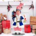 Father Santa Donald Christmas Figurine 45cm (Blue)  Funny Holiday Character Ornament  Novelty Christmas Decoration for Home, Party & Garden