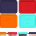 Sophico 3 Cup Rectangle Silicone Storage Cover Lids Replacement for Pyrex 7210-PC Glass Bowls, Container not Included (MIX, 4 Pack)
