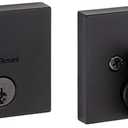 Kwikset Downtown Deadbolt Lock, Matte Black Square Exterior Keyed Front Entry Door, Pick Resistant SmartKey Rekey Security, Single Cylinder Dead Bolt, with Microban Protection Only 1