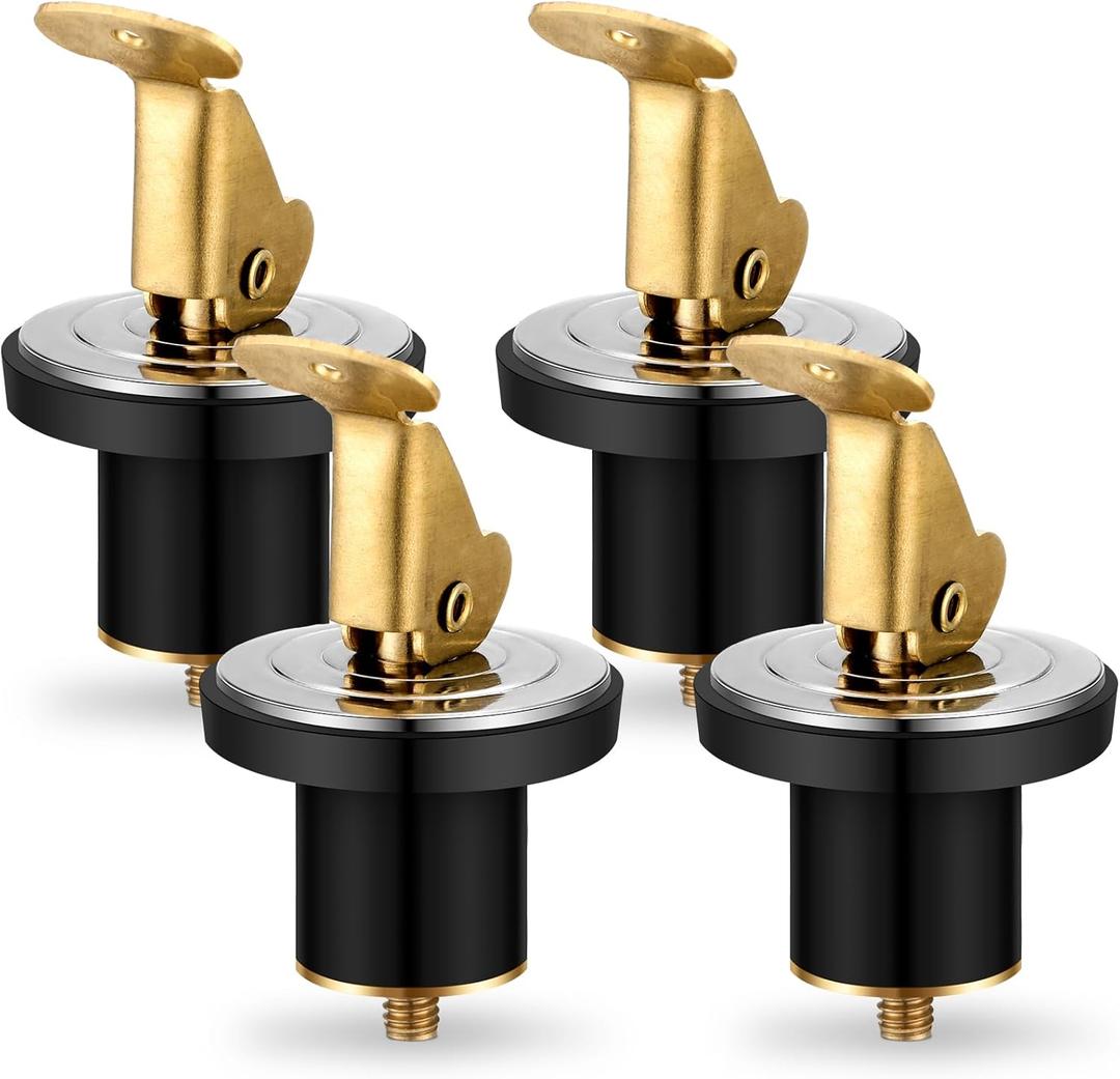 4 Pcs Boat Baitwell Drain Plug Brass Livewell Drain Plug Rubber Snap Lock for Baitwell Livewell Yacht Kayak Marine (1/2 Inch)