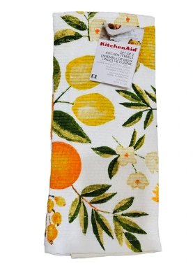 NEW KitchenAid Spring Citrus Kitchen Towels 16" x 28"[Orange & Yellow](Set of 2)