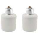 CHENJIN 2PCS Light Bulb Socket Extension Adapter E26-E40 Lighting Accessories Adapter Socket Screw Bulb Socket Porcelain Socket Extender for Recessed Light Canisters Porch Lights Bathroom Lights