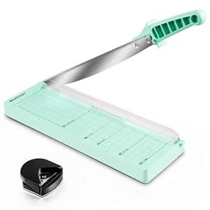 MAKEASY Paper Cutter 12 Inch, Guillotine Paper Cutter with 8 Sheet Capacity, Heavy Duty Paper Cutter for Cardstock, Paper Trimmer for Crafting, Classroom and Office, Green