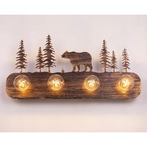 TOCHIC Rustic Bathroom Light Fixtures, 4 Lights Farmhouse Bathroom Vanity Light Over Mirror Dimmable, Western Bear Sconces Wall Lighting for Mirror Cabinets, Powder Room, Living Room, Bronze, 26L