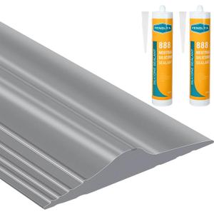 ToLanbbt 20Ft/6.1M Universal Garage Threshold Seal Strip with 300ml Black Adhesives, Garage Door Bottom Weatherproof Strip Rubber DIY Weather Stripping Replacement (Grey) (Gray)