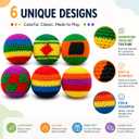 Knitted Footbags Set - Colorful Crochet Foot Bag Kick Balls for Adults and Beginners, Small Kick Sack for Juggling Practice, Indoor Outdoor Games, Party Favors and Group Play