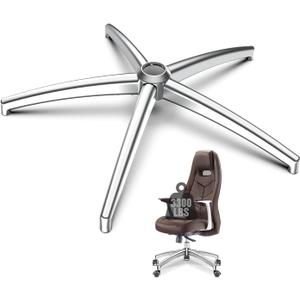 Office Chair Base Replacement (3300 lbs) - Heavy Duty Alloy Office Chairs Base Replacement, Office Chair Reinforced Metal Legs, Universal Gas Cylinder and Caster Socket (Silver)