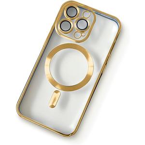 ORBANA Luxury Wireless Charging Case for iPhone Soft Silicone Cover, Gold, for iPhone 13Pro Max