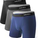 DAVID ARCHY Men’s Underwear Stretch Soft Trunks Underwear Breathable with Fly Support Pouch Performance Boxer Briefs for Men 3 Pack(M,Black/Dark Gray/Dark Blue/Light Gray)