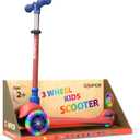 Red & Blue Mini 3 Wheel Scooter for Kids  Lean-to-Steer with LED Light-Up Wheels, Adjustable Handlebar, Wide Anti-Slip Deck, Smooth PU Wheels, Rear Foot Brake  Toddler Scooter for Ages 2+