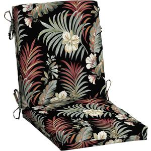 Arden Outdoor Patio Dining Chair Cushion, 20x44, Rain-Proof Seat Pad, Fade-Resistant Outdoor Cushion Simone Black Tropical