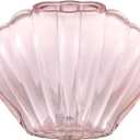 Pink Glass Vase, Glass Flower Vase, Ribbed Seashell Vases for Centerpiece, Small Shell Vases, Living Room, Dining Table, Bedroom, Bookshelf, Office, Wedding Decor, 7 Inches