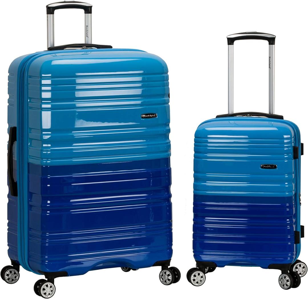 Rockland Melbourne Hardside Expandable Luggage with Spinner Wheels, 2TONEBLUE, 2 Piece (20"/28")