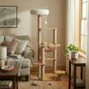 45'' Cat Tree for Indoor Cats with Space Capsule, Multi-Level Cat Tower with Sisal Scratching Posts, 6 Level Cat Climbing Activity Center for Kittens and Adult Cats