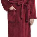 Plush Soft Robes for Women, Premium Fleece Womens Robe Cozy Warm Bathrobe (Small-Medium, Burgundy)