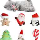 FOIMAS 6pcs Christmas Catnip Toys,Xmas Cat Toys Plush Santa Claus Snowman Tree Interactive Chew Bite Toys for Cat Kitten Indoor
