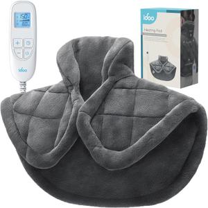 iDOO Heating Pad for Neck and Shoulder and Back, Fathers Day Dad Gifts, FSA HSA Eligible Items, 3.1lb Weighted Heated Wrap for Pain Relief, Electric Wearable Neck Warmer, ETL Certified Heat Pads