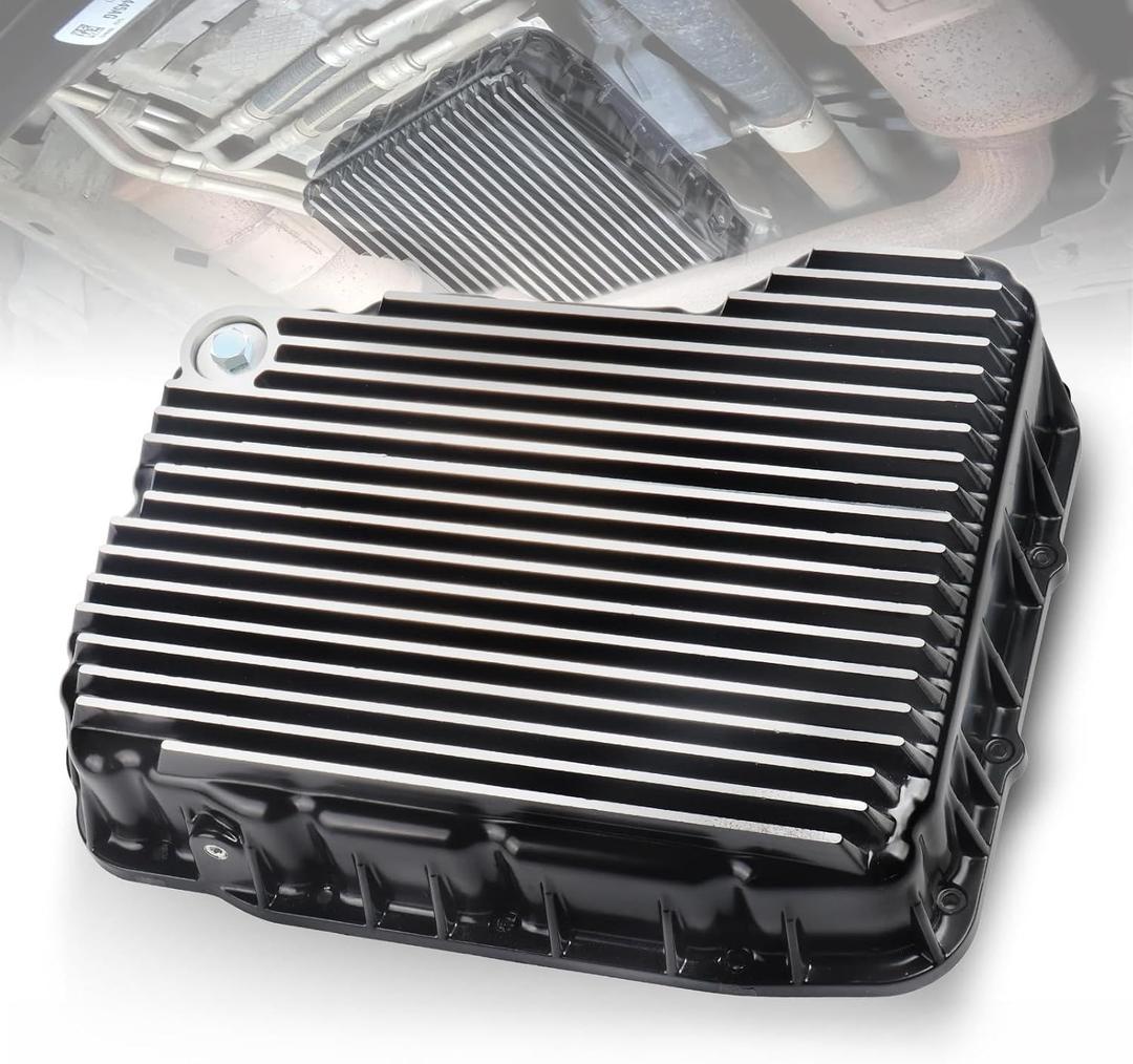 228052110 Heavy Duty Transmission Pan Compatible with Dodge Ram 2500 3500 6.7L Cummins 68RFE, Cast Aluminum Oil Pan with 3 Quart Extra Capacity & Neodymium Magnetic Drain Plug, Brushed Finish