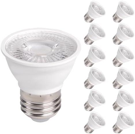 HMYYJT PAR16 LED Bulb Dimmable, 6W Short Neck Spotlight Bulb, 550Lumen, 38° Beam Angle, Daylight White 3000K, 50W Equivalent E26 LED for Recessed Light, Curio Cabinet Dimmable PAR16 11pack