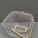 AJIODA Metal Mesh Wire Basket, Small Steel Basket with Wooden Handle Storage Organizer Basket Multi-functional Hanging Kitchen Baskets Fruit Baskets for Kitchen Bathroom Cabinet Pantry Snacks, White