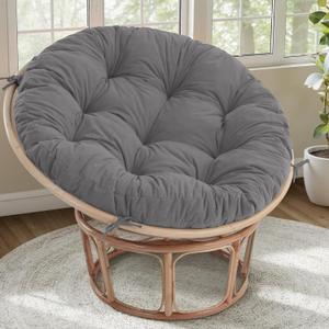 idee-home Papasan Chair Cushion, Circle Papasan Chair Cushion with Corduroy Cover (Without Chair) for Bowl Chair, 48 X 48 Inch, Light Grey