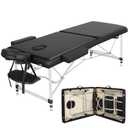 Yaheetech Massage Tables Portable Massage Bed Aluminium Height Adjustable Facial Salon Tattoo Bed with Non-Woven Bag, 28 inch Width Black