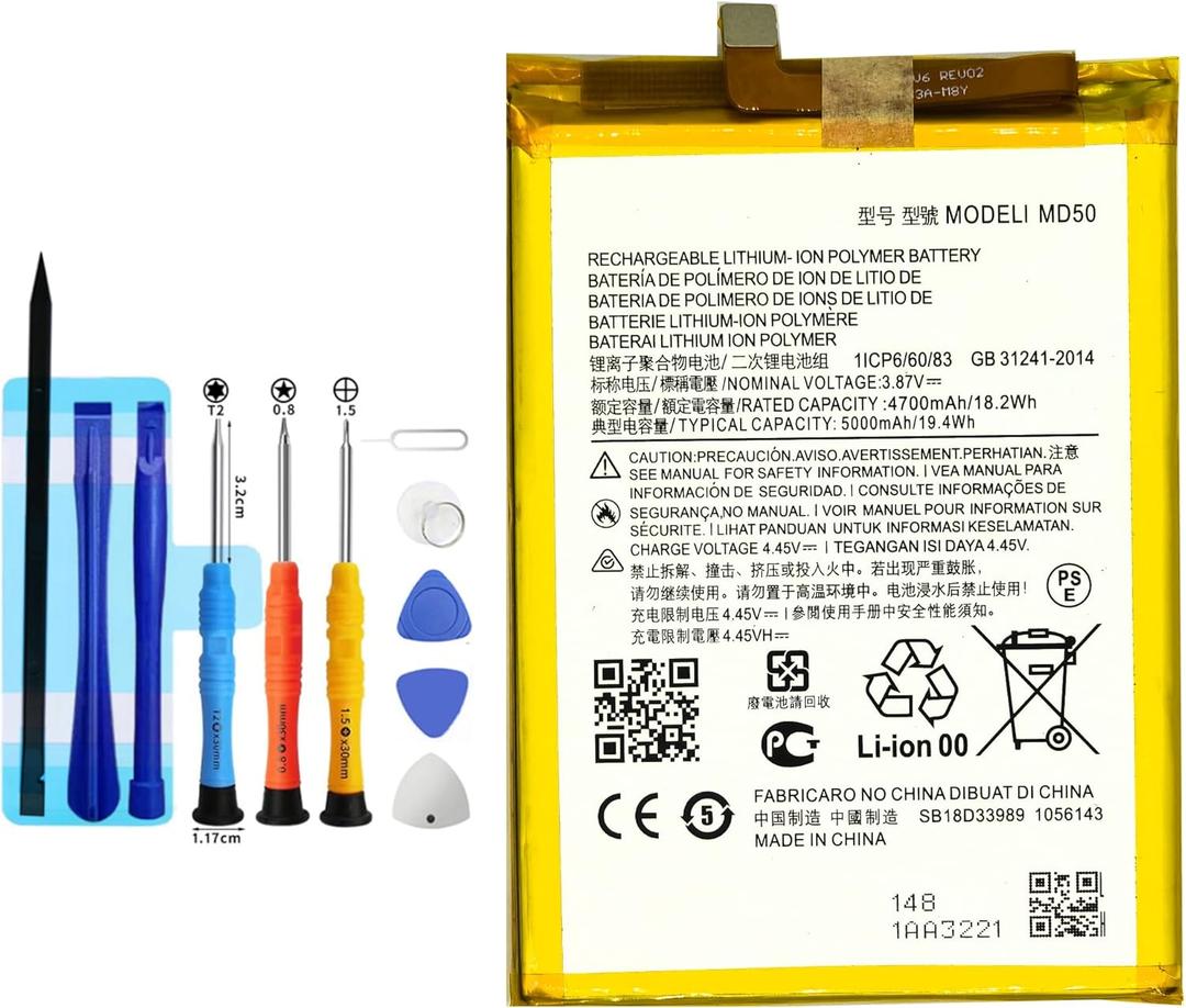 MD50 Replacement Battery for Moto G Stylus 4G/G Stylus 5G,Rechargeable 0 Cycle Battery Compatible with Moto G Stylus 4G XT2211 2022/G Stylus 5G XT2215 2022 with Repair Tool Kits