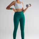 RUNNING GIRL Leggings with Pockets for Women,High Waist Athletic Yoga Pants with Tummy Control Buttery Soft (Green, L)