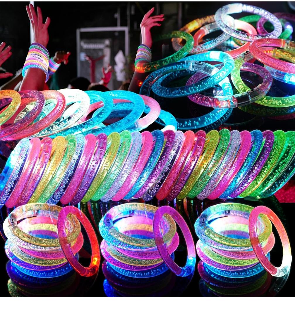 20 Pack LED Light Up Bracelets, Glow in the Dark Party Supplies, 6 Color Glow Bracelets, Rave Party Favors for Kids/Adults Birthday, Concert,Goodie Bag Fillers, New Year