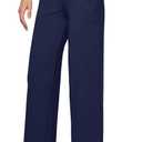 Willit Women's Yoga Pants Wide Leg Dress Work Pants Stretch Casual Pants Slacks with Pockets High Waist 28" 30" 32" (3X-Large, Navy)
