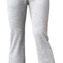RoseSeek Women's High Waisted Crossover Flare Leg Sweatpants Baggy Drawstring Athletic Joggers Casual Workout Yoga Pants Grey Large