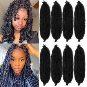 Springy Afro Twist Hair 8 Packs Marley Twist Braiding Hair Pre Separated Spring Twist Hair for Faux Locs Crochet Hair Kinky Twist for Braiding Synthetic Hair Extensions (1b#, 24inch(Pack of 1)