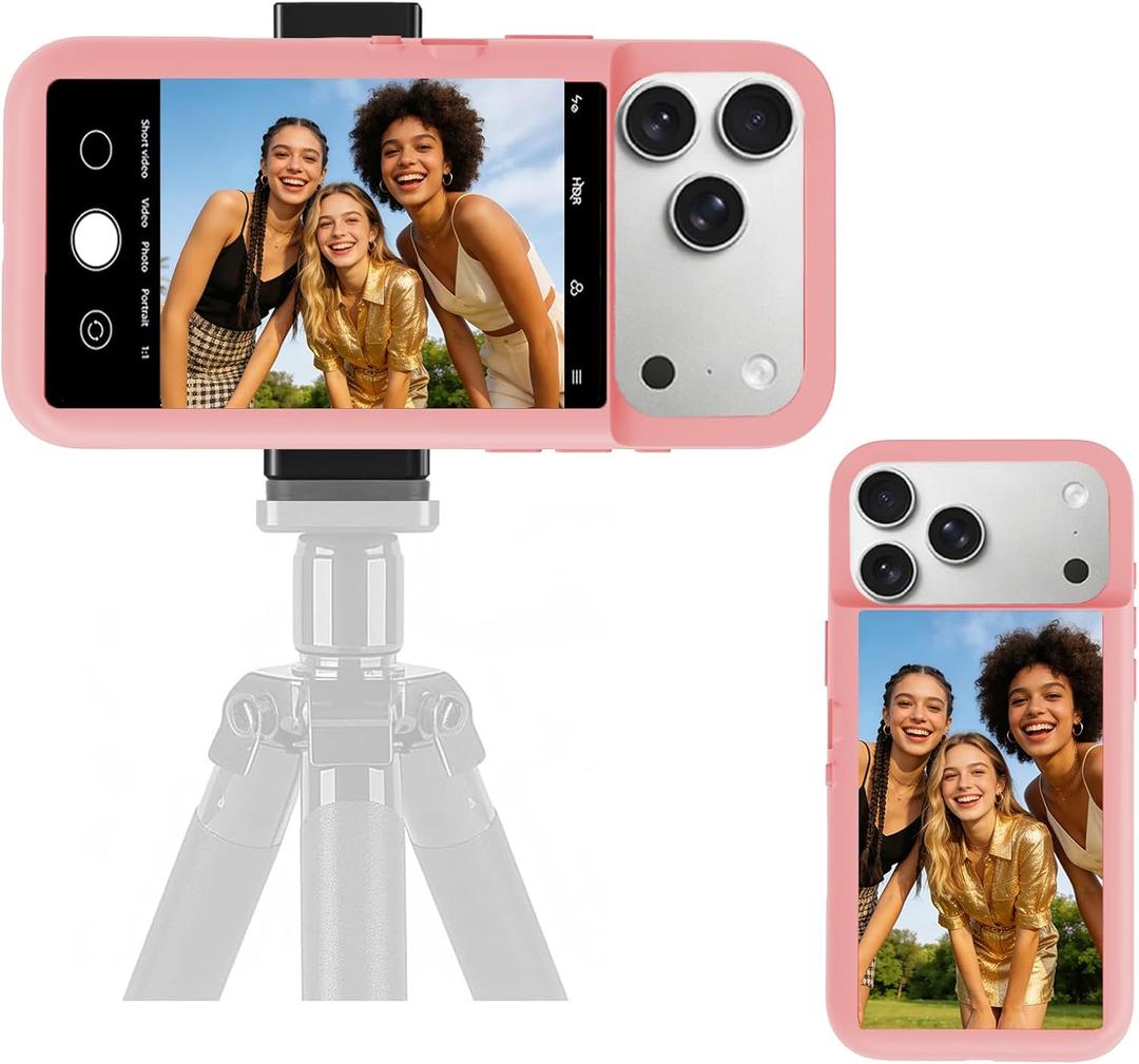 Yuanjing for iPhone 17 Pro Max Case with LCD Screen Back Camera Monitor Smart Phone Cover with Selfie Vlog MonitorNOT NFC Case for DIY Wallpapers Live Streaming (Pink, iPhone 17 Pro Max)