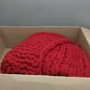 Carriediosa Chunky Knit Throw Blanket 60" X 80" Twin, 100% Hand Made Large Chenille Loop Yarn Soft Fluffy Throws for Couch Sofa Bed, Big Crochet Cozy Heavy Thick Cable Woven Blankets, Red