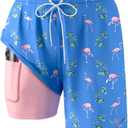 Angel season Men's 7" Quick Dry Swim Trunks with Compression Liner 2025 New Beach Board Shorts Bathing Suit with Pockets (Blue, S)