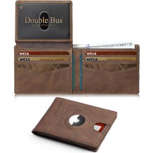 Wallet for Men Slim RFID Blocking Bifold Carbon Fiber,Minimalist Small Compact Front Pocket Credit Card Holder,Thin Mens Leather Wallets Smart Security With 2 ID windows 1 Cash (Dark Brown)