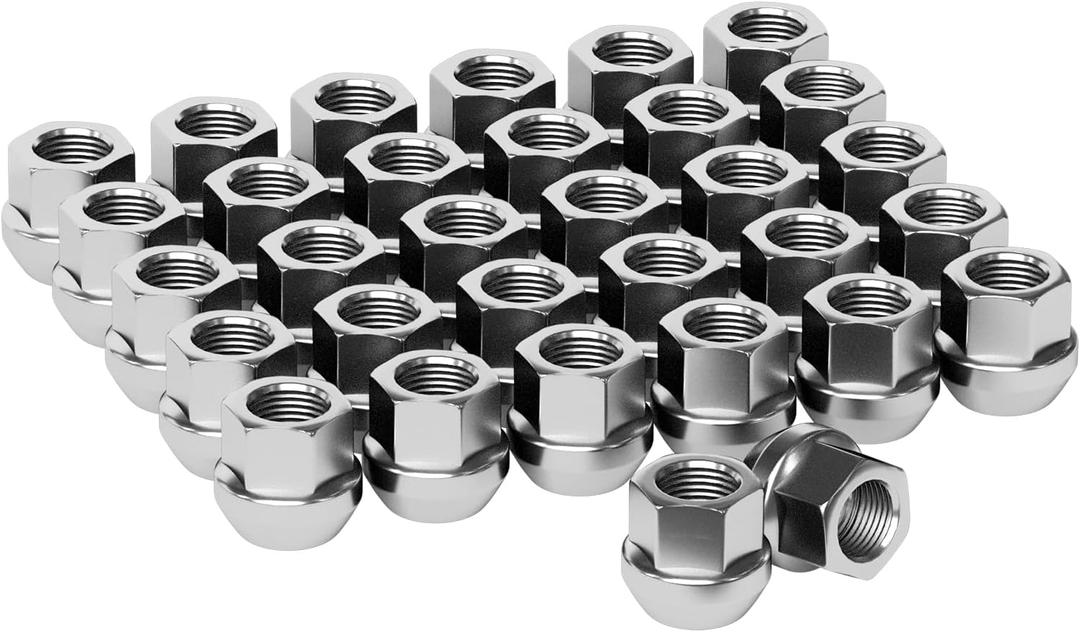 9/16"-18 Open End Lug Nuts - 32pcs OEM Wheel Lug Nuts Compatible with 75-97 F-250/F-350, 02-10 Ram 1500/2500/3500, 05-11 Dakota, 04-09 Durango Chrome Wheel Nuts