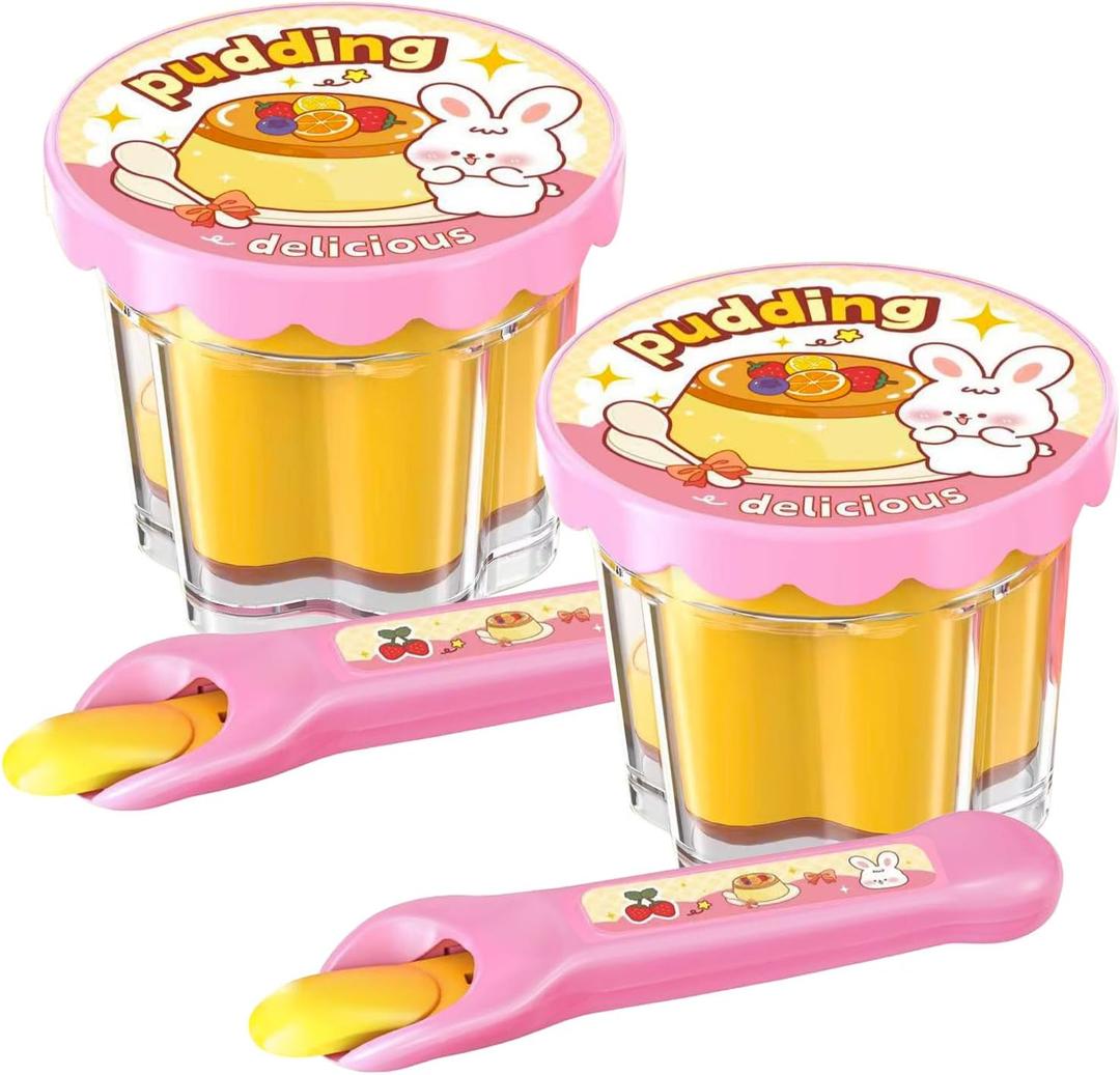 Pudding Feeding Toys Doll Toy Foods Set for Toddlers 3 4 5 6 with a Spoon Perfect for Doll Role Play Small Easter Basket Stuffers Outdoor Birthday Activities Toys 2 Pieces