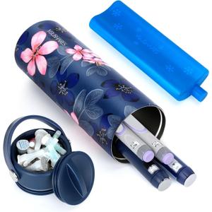 YOUSHARES Insulin Cooler Travel Case - 48H Non-Electric Cooling Bottle with TSA Approved Ice Pack, Diabetic Medication Pen Vials Refrigerator, Medical Carry Case Portable for 15 EpiPens (Cup_Magnolia)